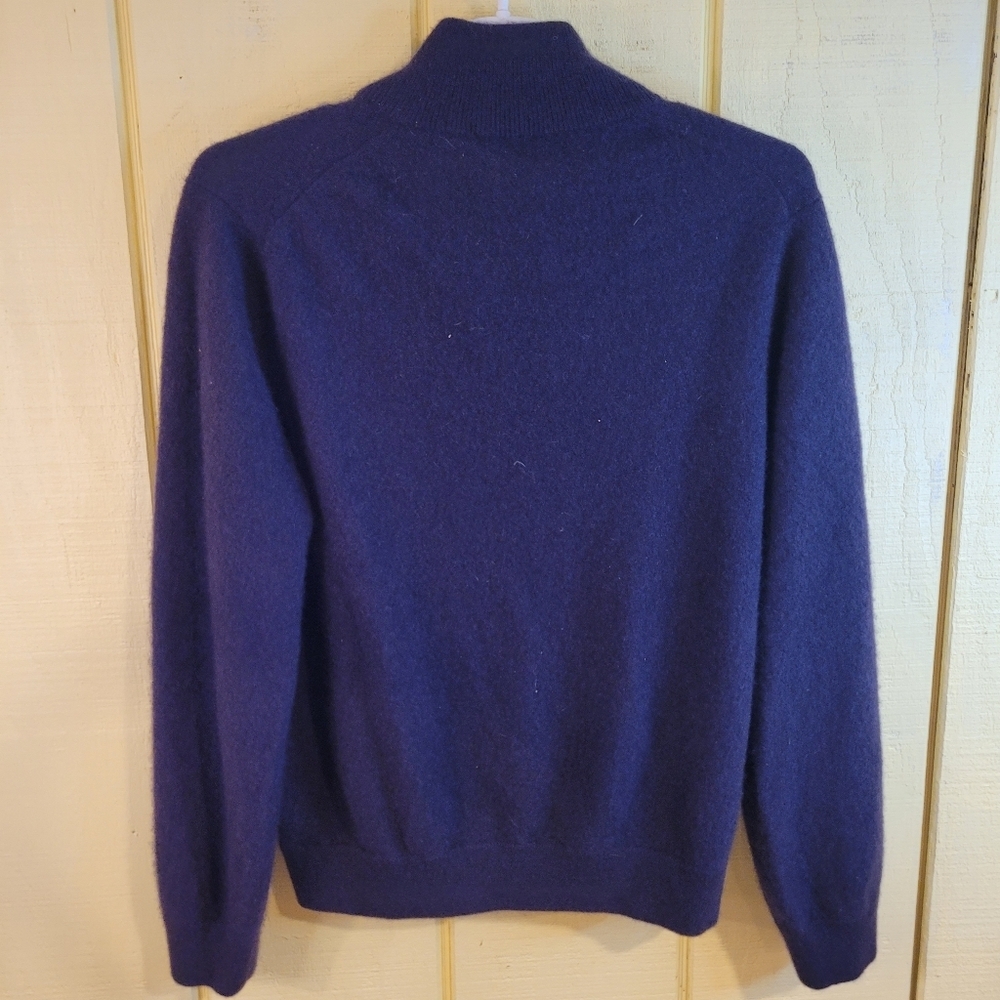 BLACK by Saks 5th Ave navy cashmere 1/4 zip pullover sweater - L.         G11 - Picture 4 of 6